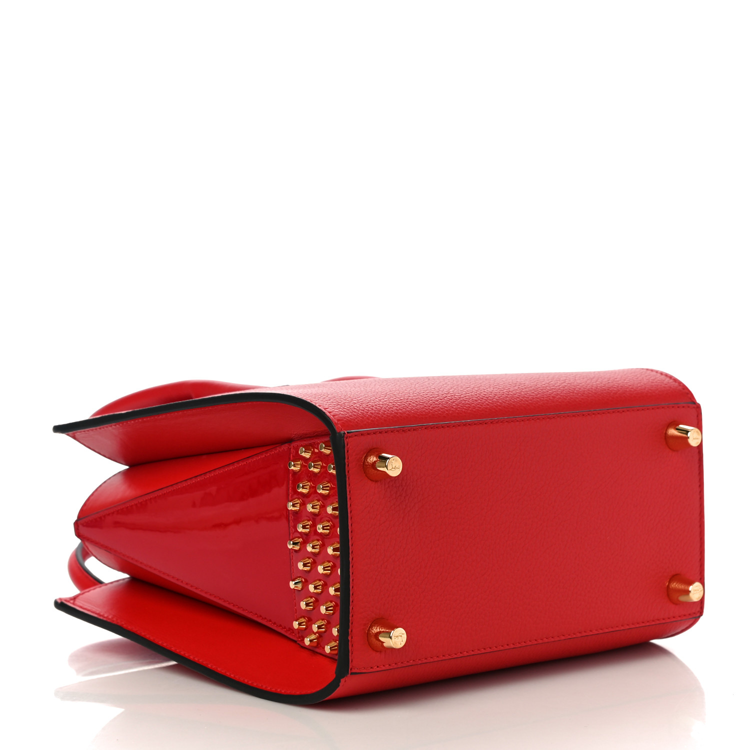 Christian Louboutin Calfskin Patent Studded Small Paloma Red - Image 3