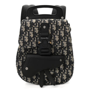 Christian Dior Oblique Jacquard Mini Saddle Backpack Navy Blue