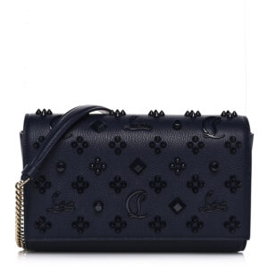 Christian Louboutin Calfskin Spikes Loubinthesky Paloma Clutch Navy