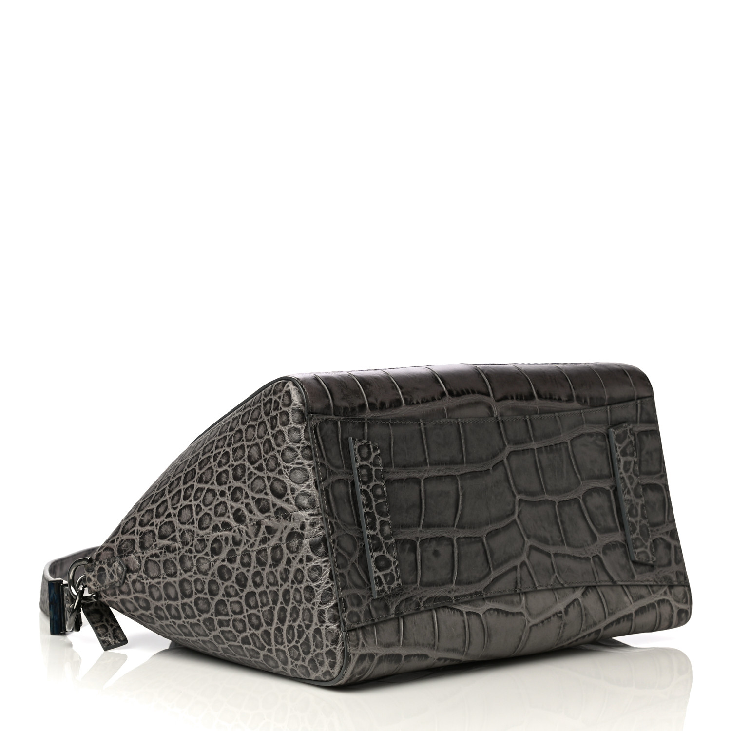 Givenchy Calfskin Crocodile Embossed 3D Stud Medium Antigona Storm Grey - Image 3