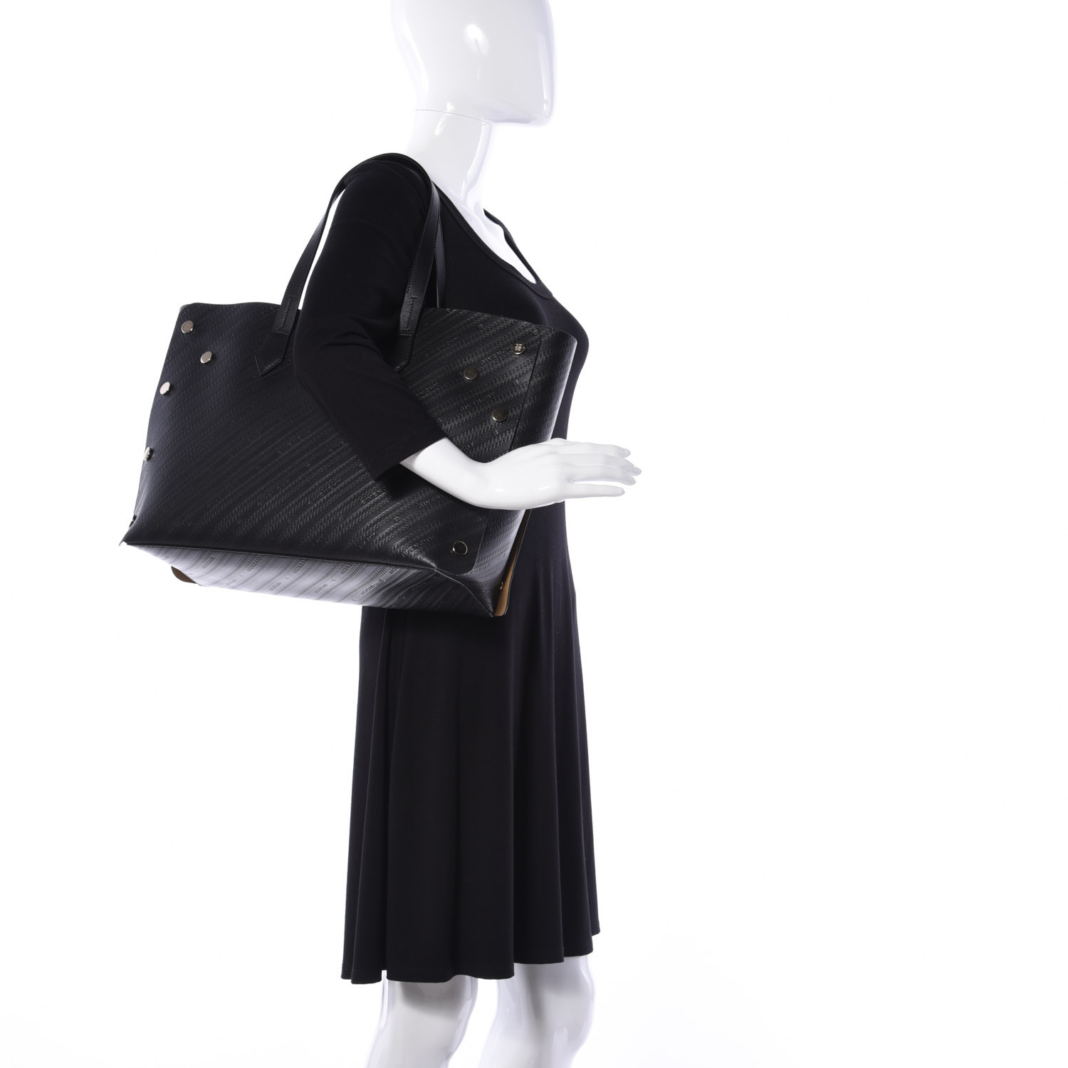 Givenchy Calfskin Chain Embossed Medium Bond Shopper Tote Black - Image 4