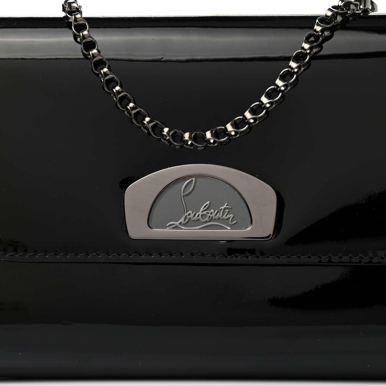 Christian Louboutin Patent Vero Dodat Clutch Black - Image 4