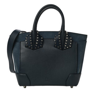 Christian Louboutin Suede Grained Calfskin Studded Small Eloise Tote Navy Blue