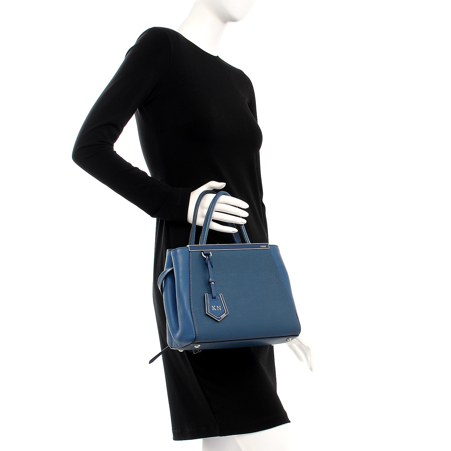 Fendi Vitello Elite Petite 2Jours Tote Blue Cobalto - Image 4