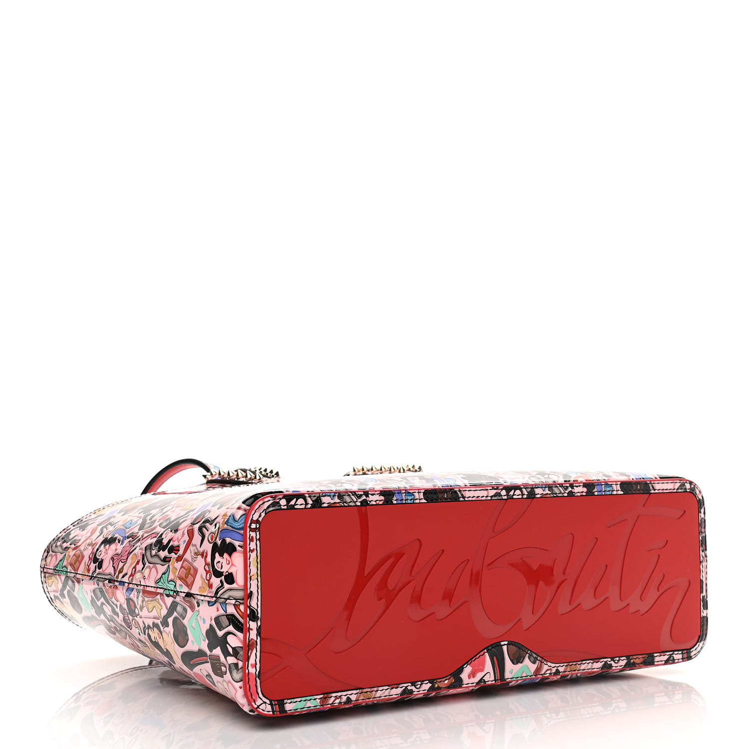 Christian Louboutin Patent Calfskin Small Dita Cabata Tote Red - Image 3