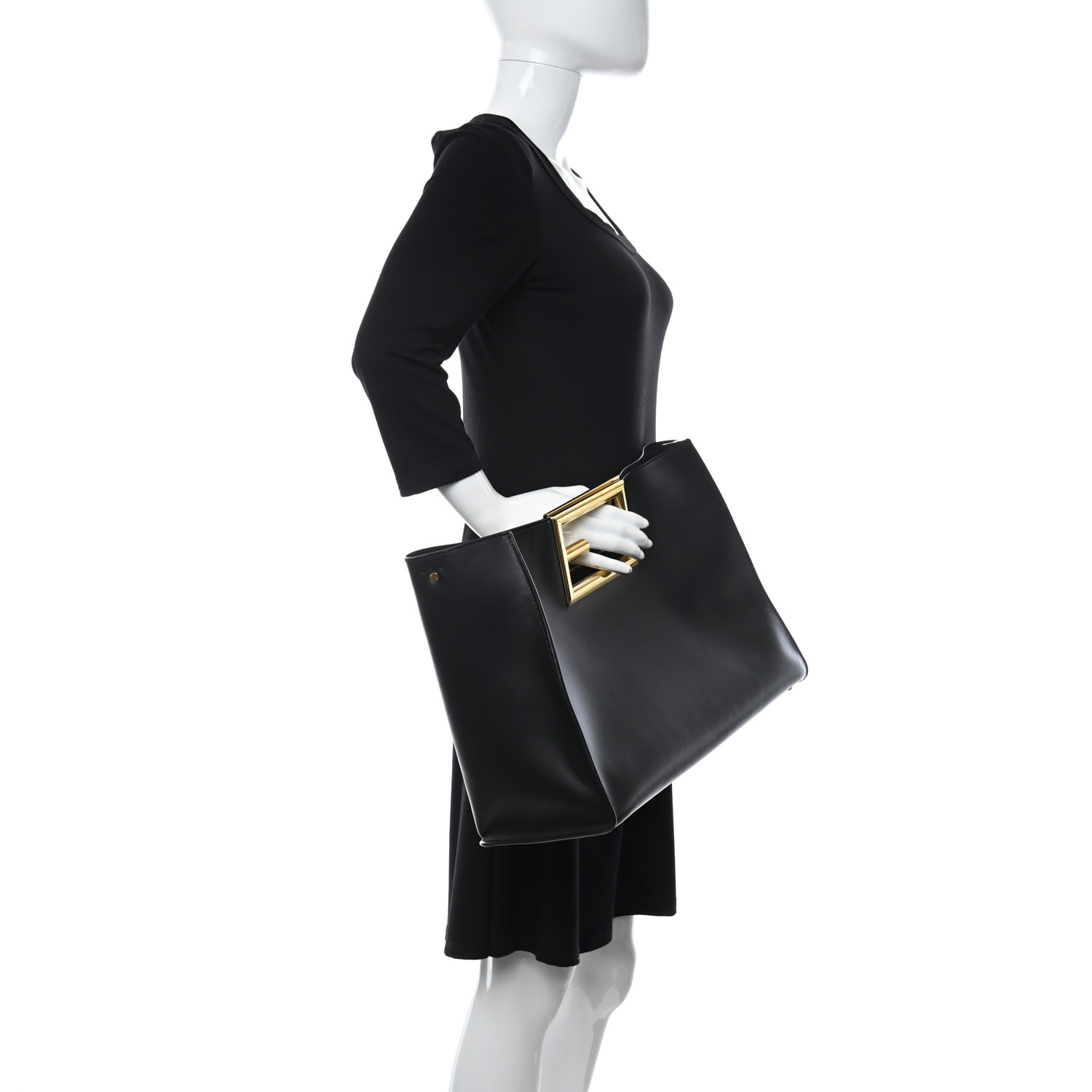 Fendi Vitello King Large Fendi Way Tote Black - Image 3