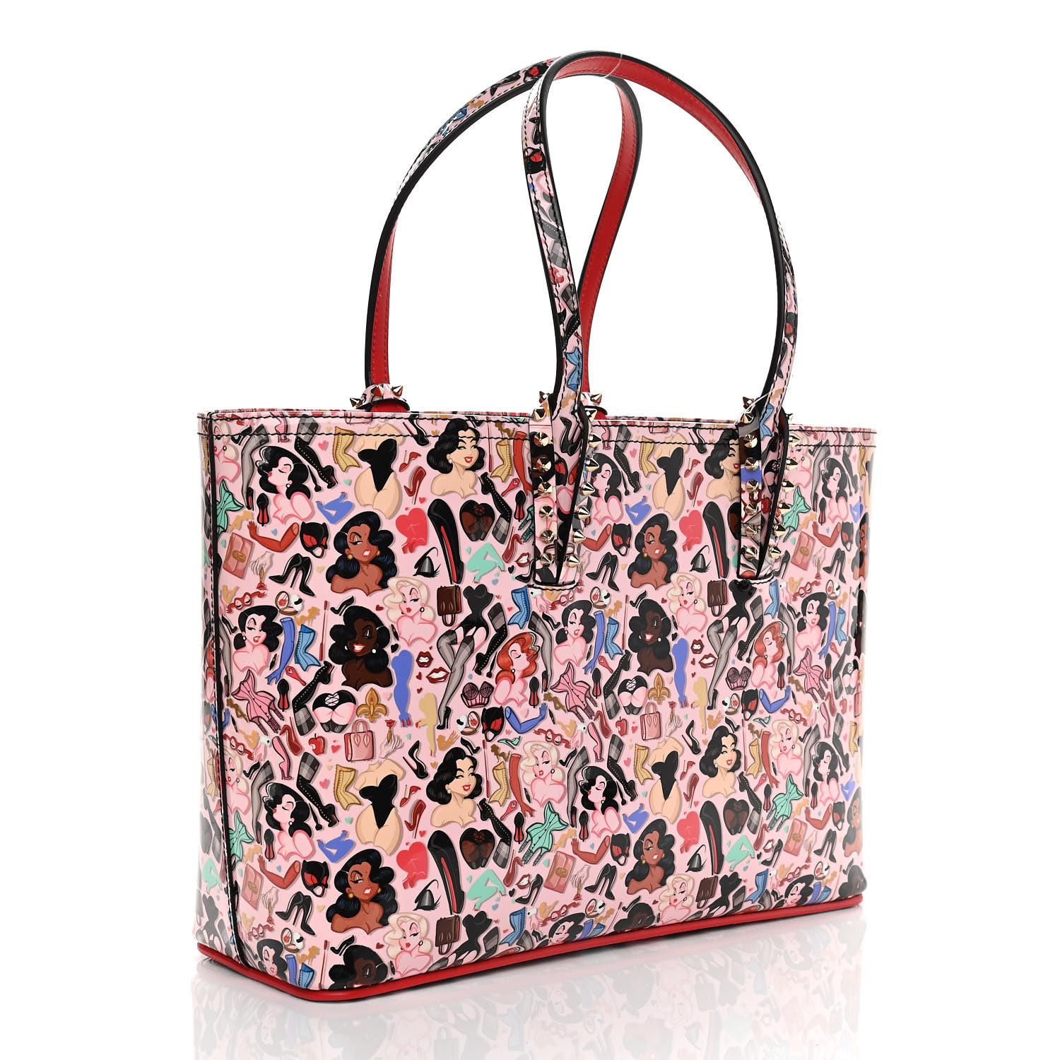 Christian Louboutin Patent Calfskin Small Dita Cabata Tote Red - Image 4