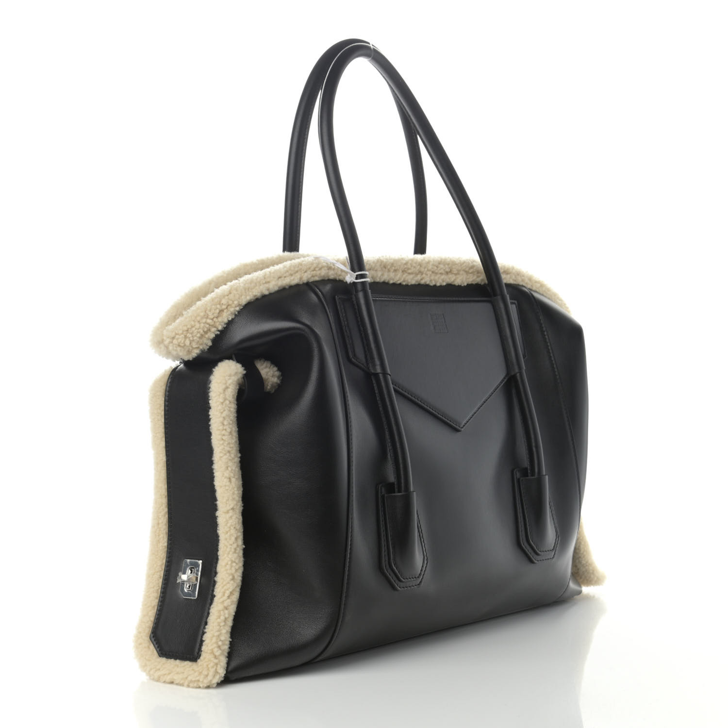 Givenchy Shearling Calfskin Medium Soft Lock Antigona Shoulder Bag Black Natural - Image 2