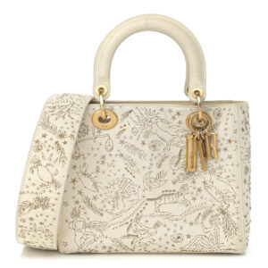 Christian Dior Embroidered Medium Lady Dior White Multicolor