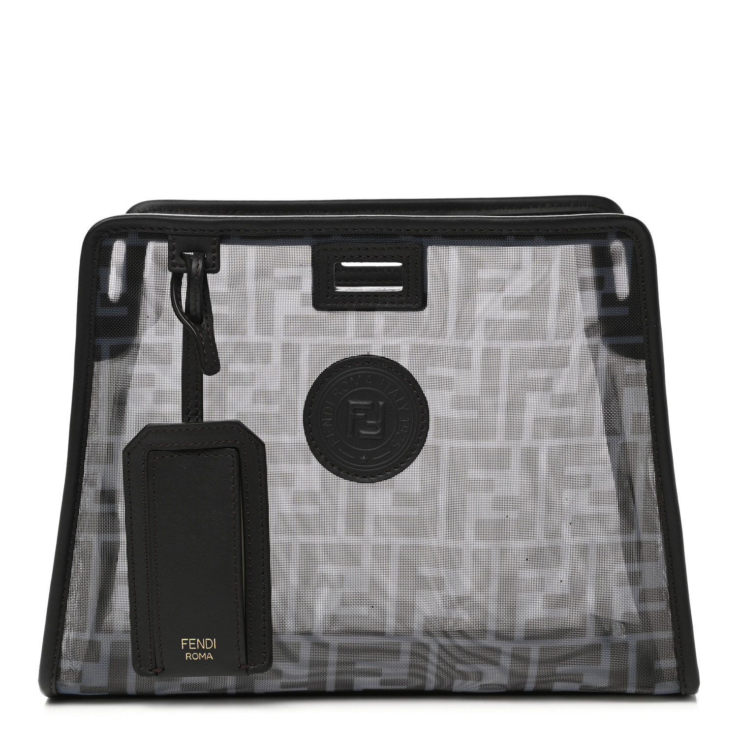 Fendi Mesh FF 1974 Mini Peekaboo Defender Cover Azzurro Black Ebano