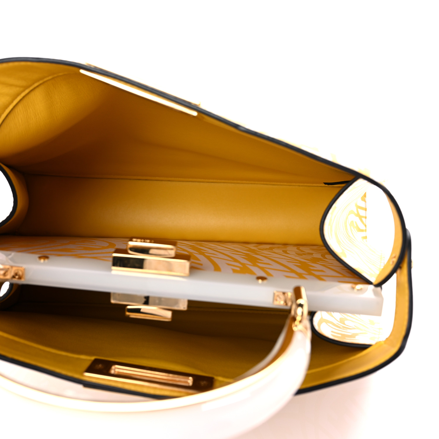 Fendi X SARAH COLEMAN Vitello FF Vertigo Peekaboo Iconic Satchel Mimosa White - Image 3