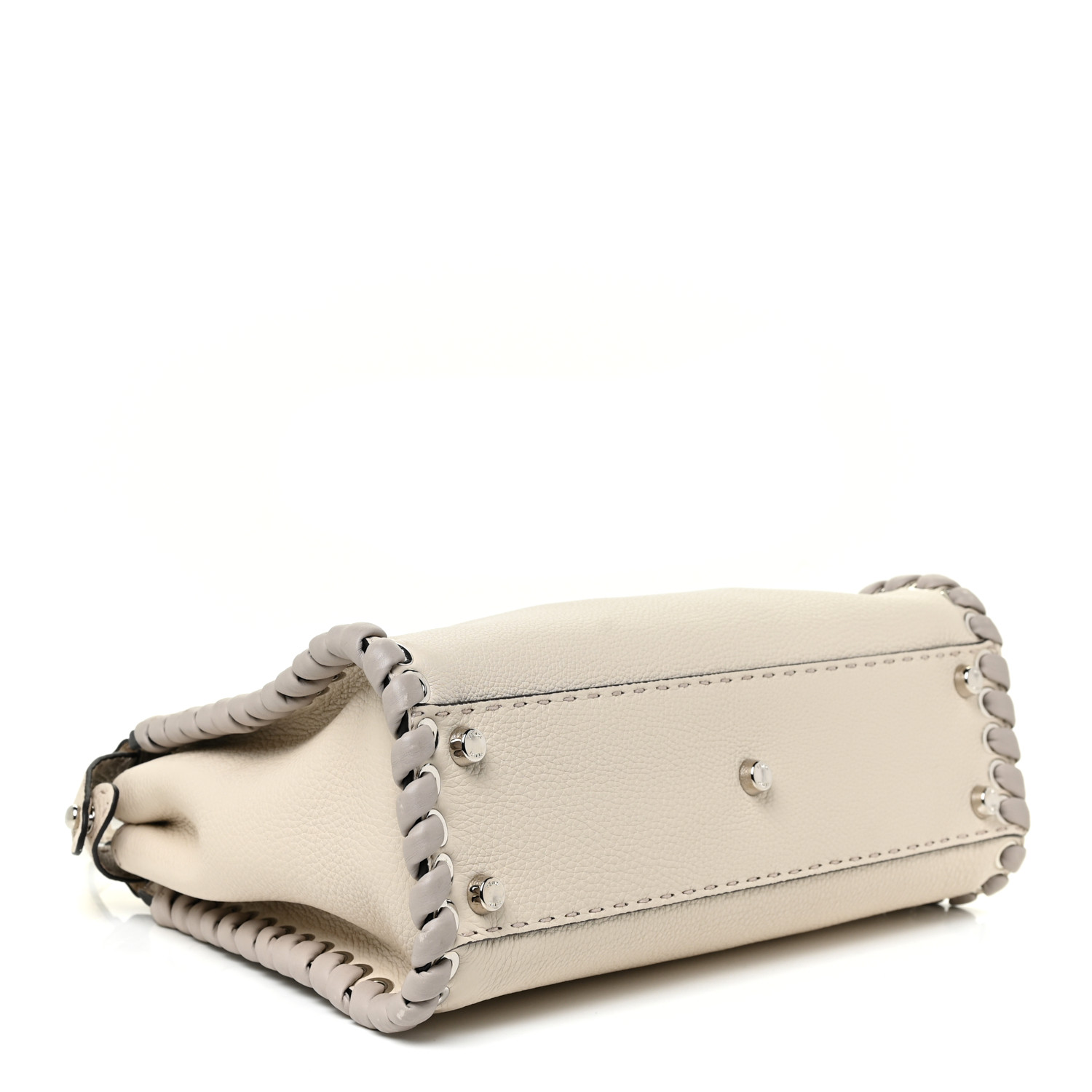 Fendi Nappa Lace Up Mini Peekaboo Iconic Satchel White - Image 3
