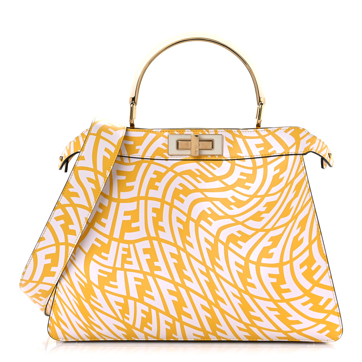 Fendi X SARAH COLEMAN Vitello FF Vertigo Peekaboo Iconic Satchel Mimosa White - Image 2
