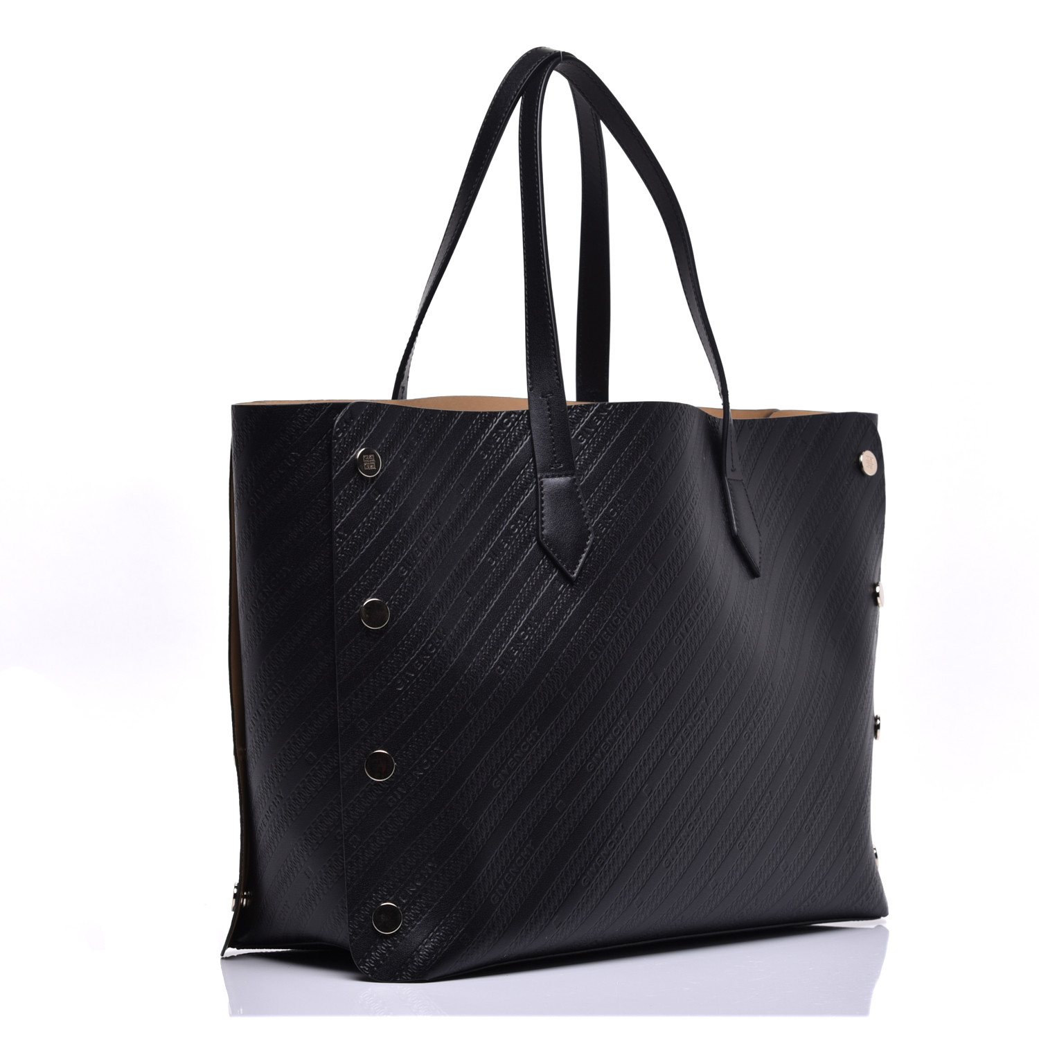 Givenchy Calfskin Chain Embossed Medium Bond Shopper Tote Black - Image 3