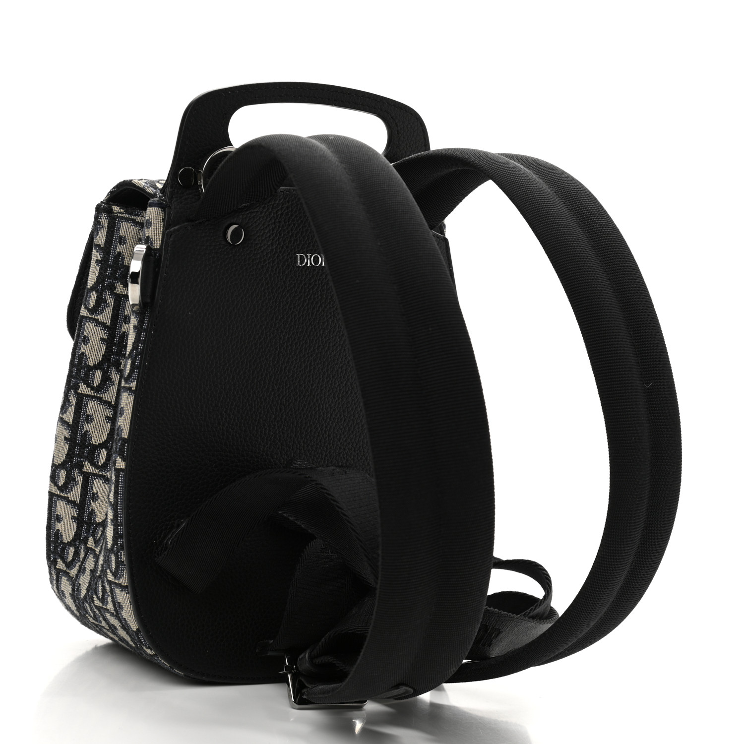 Christian Dior Oblique Jacquard Mini Saddle Backpack Navy Blue - Image 2