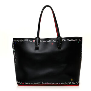 Christian Louboutin Calfskin Beautiful Red East West Cabata Tote Black Multicolor