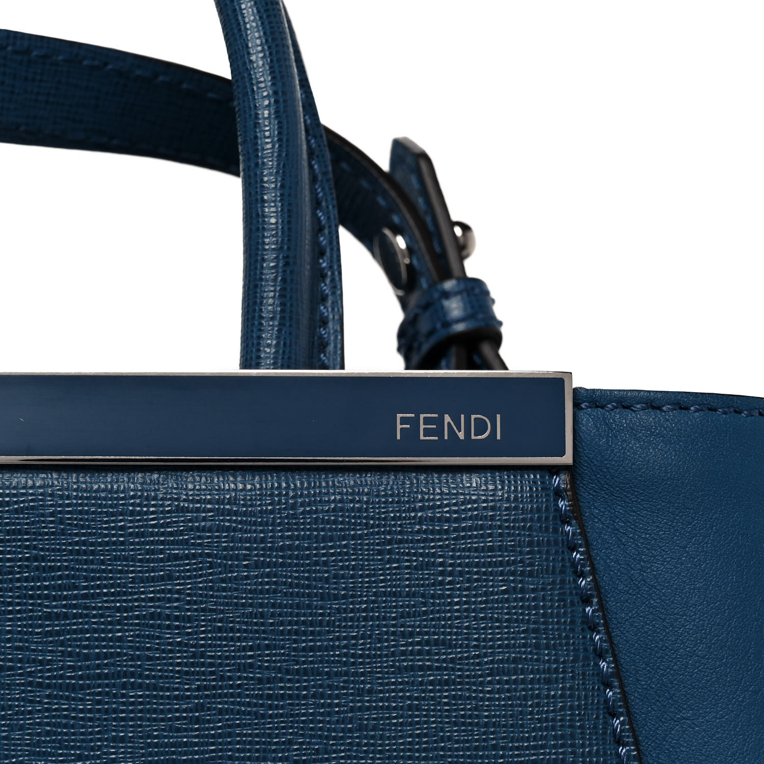 Fendi Vitello Elite Petite 2Jours Tote Blue Cobalto - Image 3