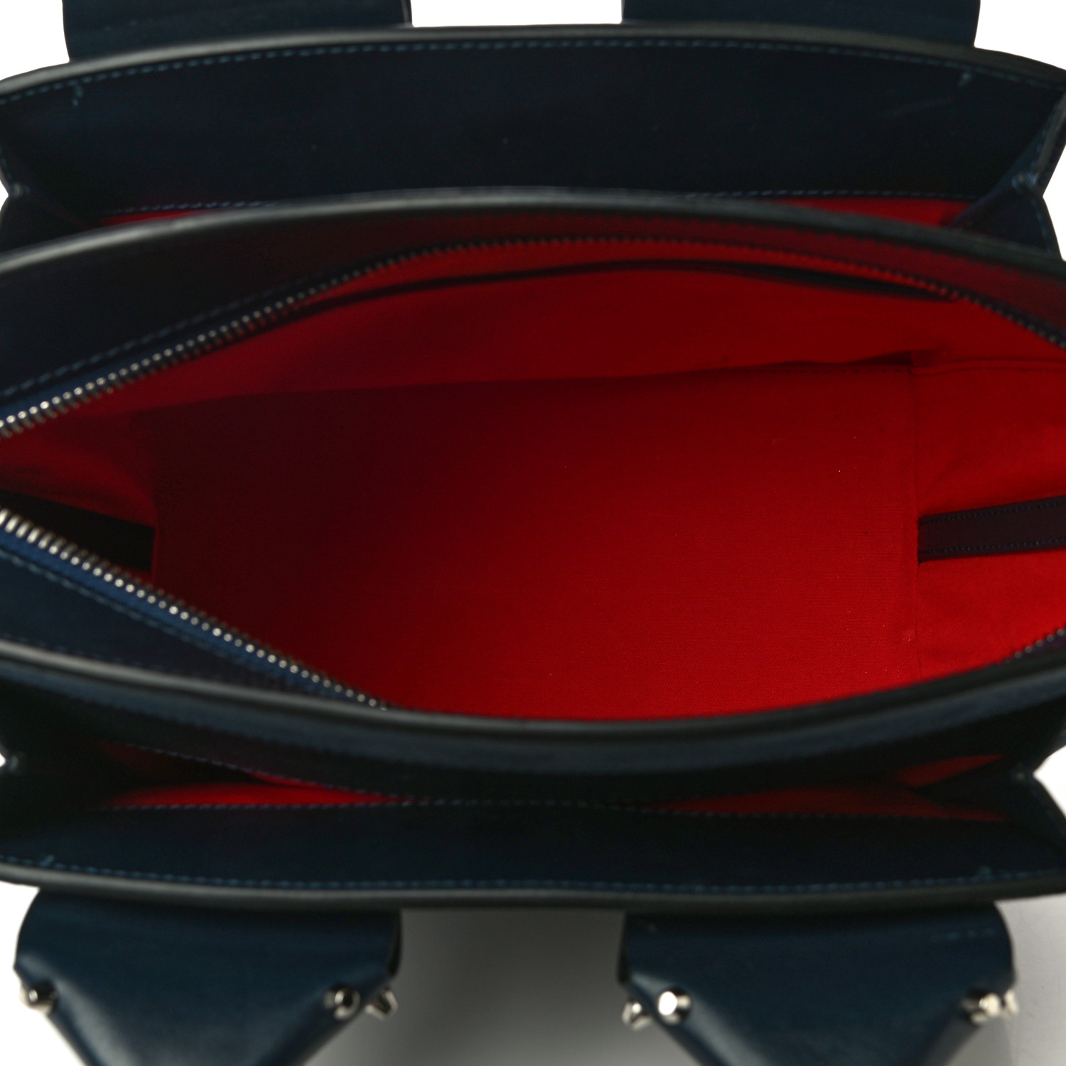 Christian Louboutin Suede Grained Calfskin Studded Small Eloise Tote Navy Blue - Image 3