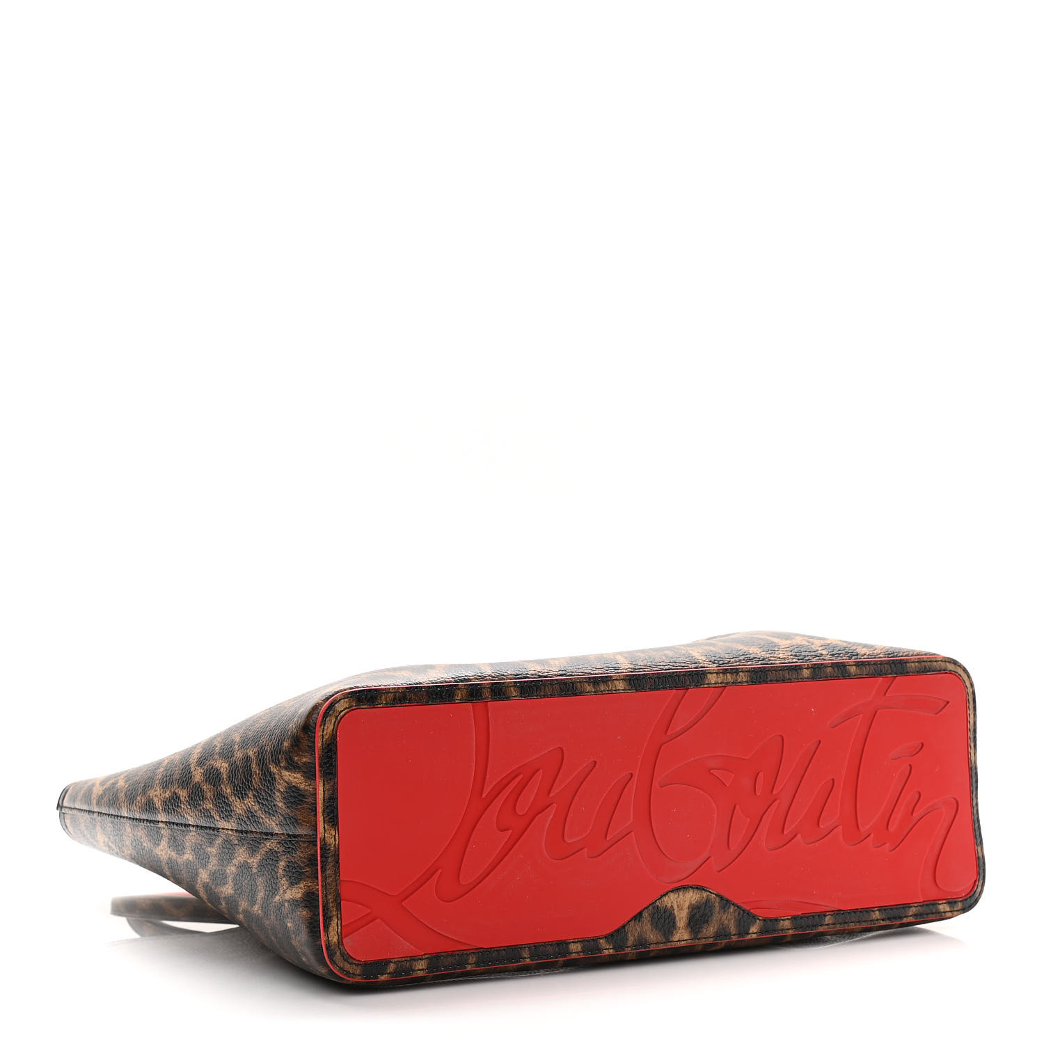 Christian Louboutin Calfskin Empire Leopard Print Spiked Large Cabarock Shopper Tote Brown - Image 3