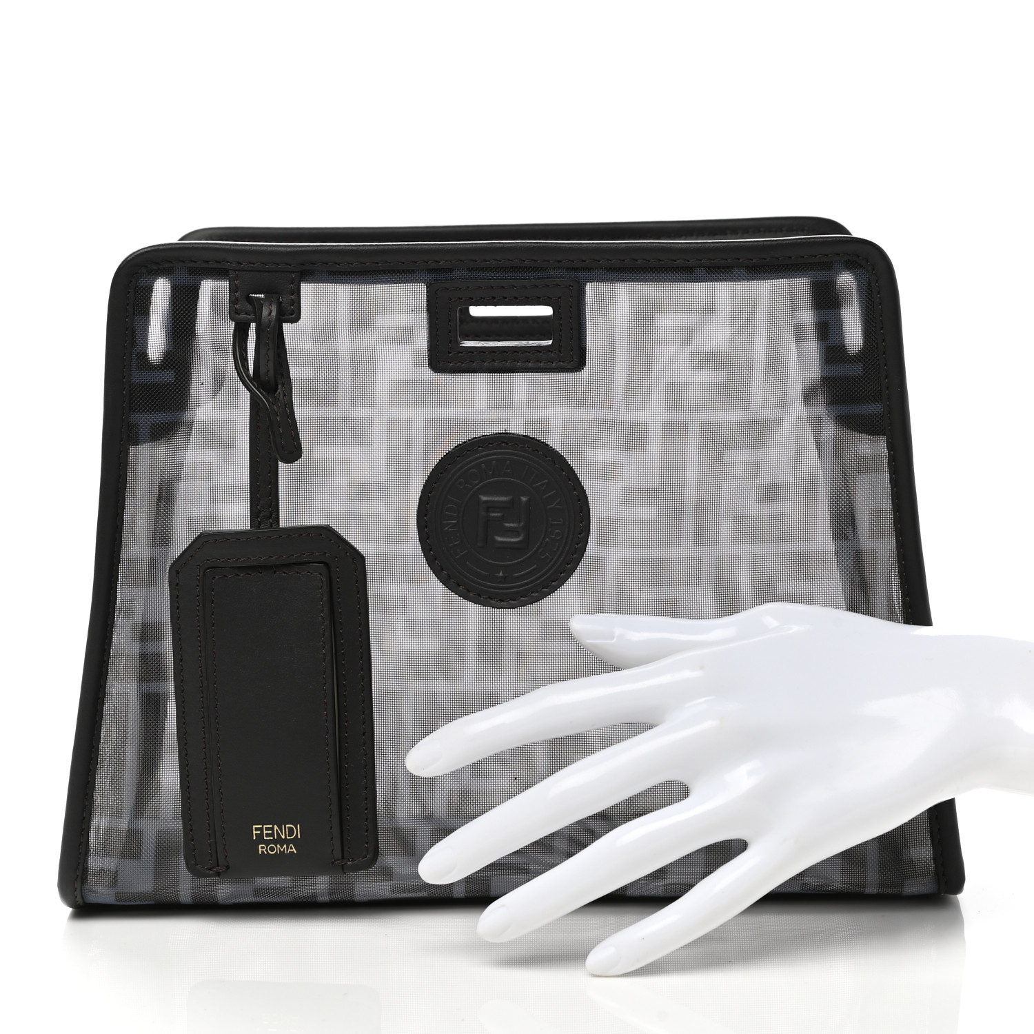 Fendi Mesh FF 1974 Mini Peekaboo Defender Cover Azzurro Black Ebano - Image 2