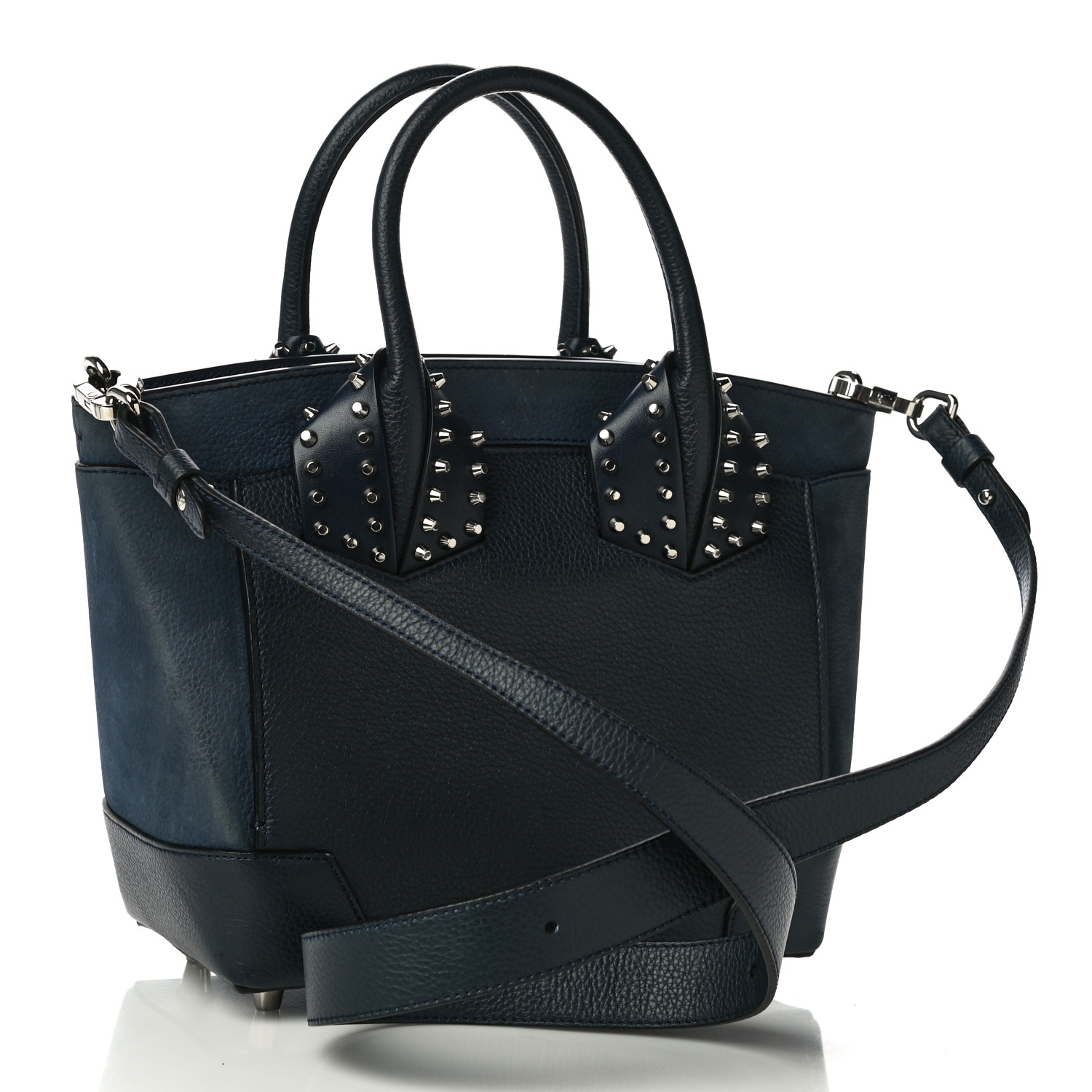 Christian Louboutin Suede Grained Calfskin Studded Small Eloise Tote Navy Blue - Image 2