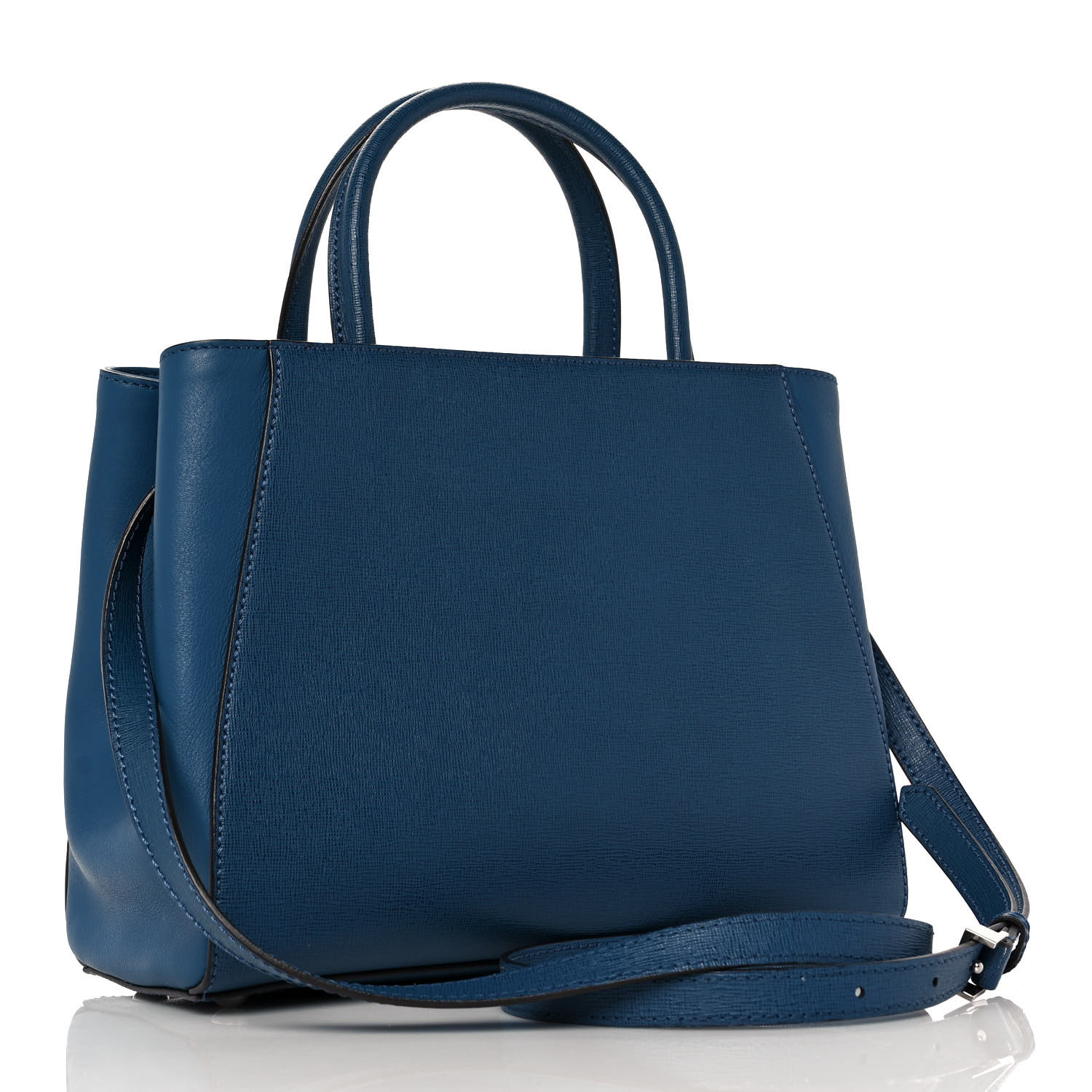 Fendi Vitello Elite Petite 2Jours Tote Blue Cobalto - Image 2