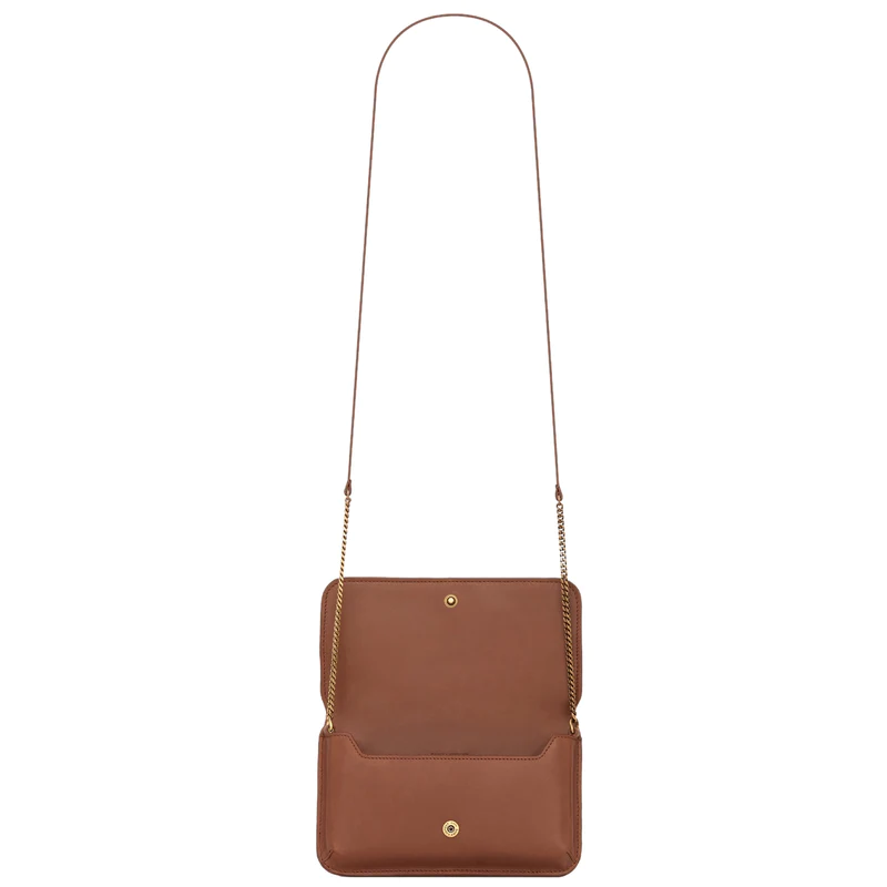 NEW Saint Laurent Brown Shearling Leather Crossbody Bag - Image 4