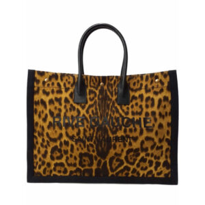Saint Laurent Rive Gauche Tote | Leopard Print Canvas Shopping Bag