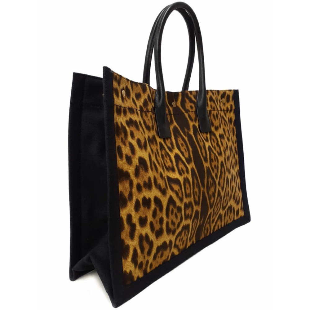 Saint Laurent Rive Gauche Tote | Leopard Print Canvas Shopping Bag - Image 2