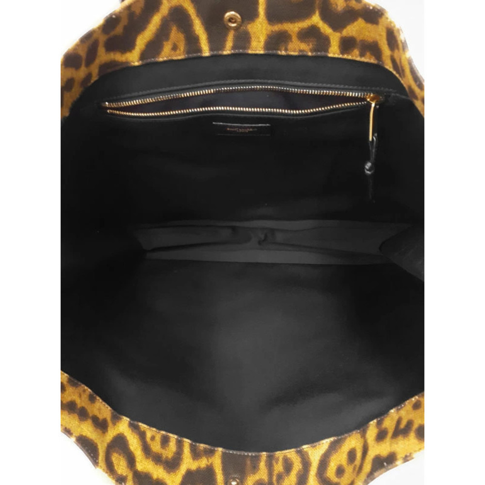 Saint Laurent Rive Gauche Tote | Leopard Print Canvas Shopping Bag - Image 3