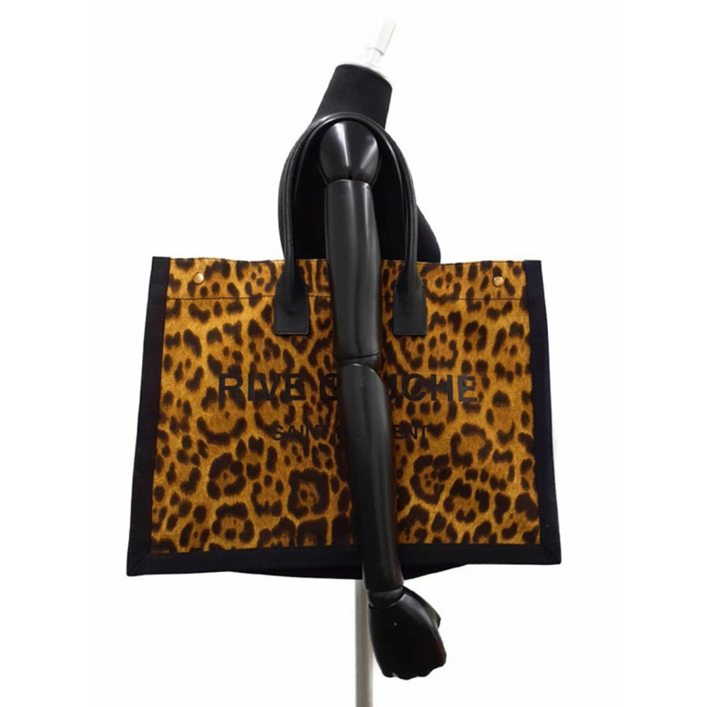 Saint Laurent Rive Gauche Tote | Leopard Print Canvas Shopping Bag - Image 7