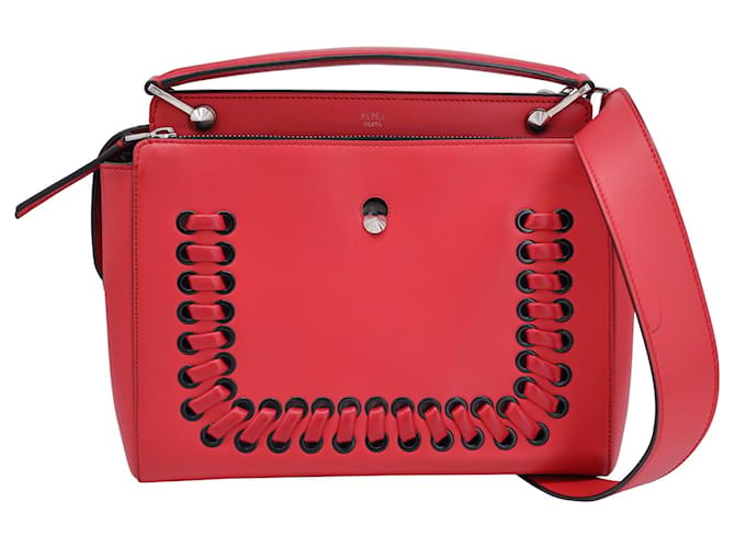 Fendi Dotcom Satchel Bag in Red Leather - Image 2