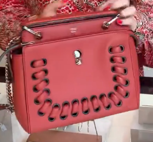 Fendi Dotcom Satchel Bag in Red Leather - Image 10