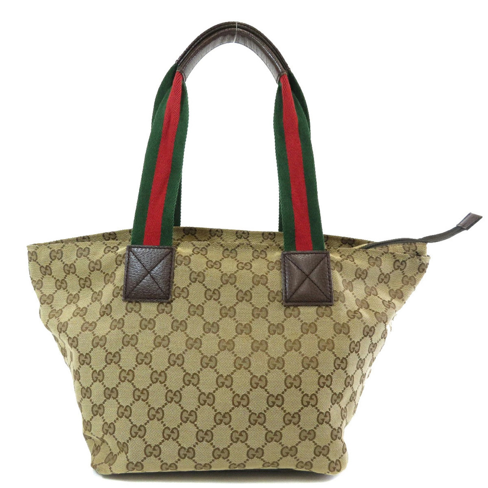Gucci GG Canvas Web Sherry Line Tote Bag striped Brown - Image 2