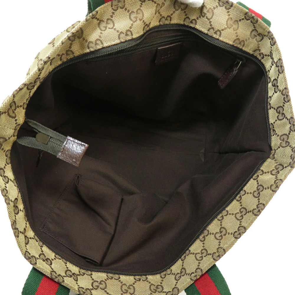 Gucci GG Canvas Web Sherry Line Tote Bag striped Brown - Image 5