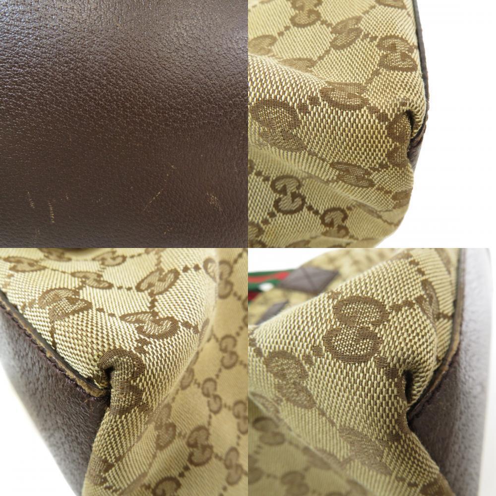 Gucci GG Canvas Web Sherry Line Tote Bag striped Brown - Image 8