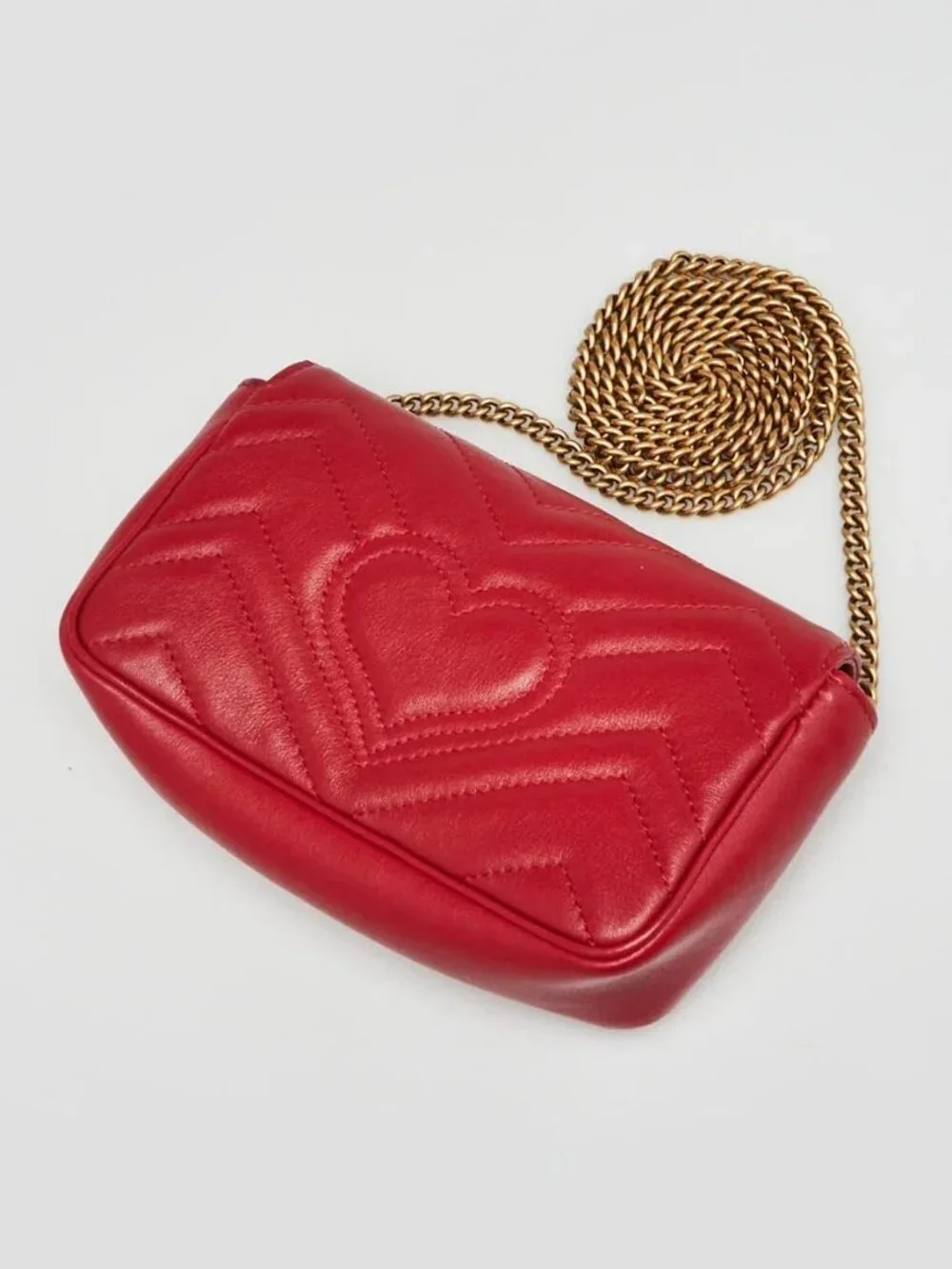 GG Marmont Matelassé Leather Super Mini Bag in Red - Image 3