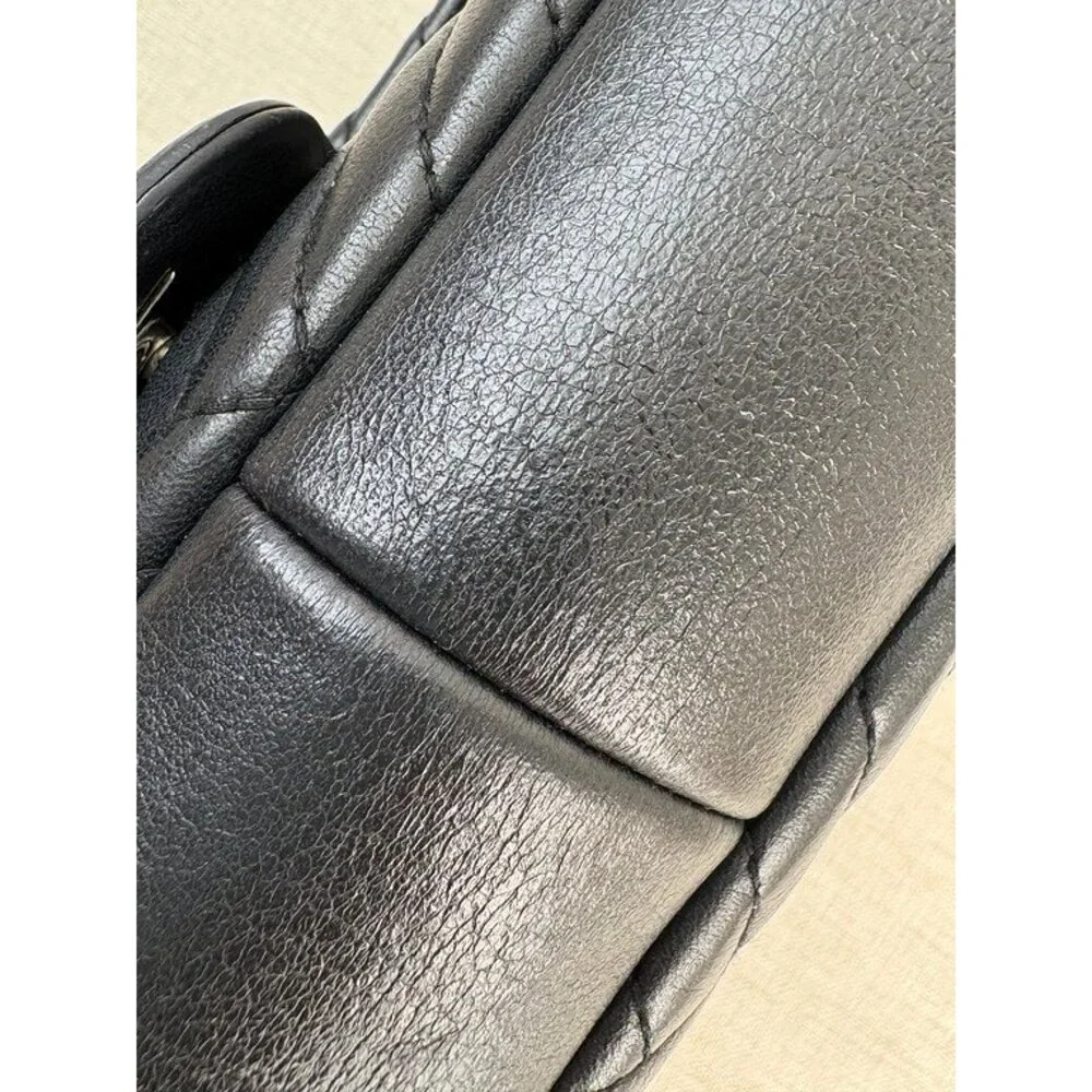 CHANEL Black Lambskin Chevron Flap Bag Medium - Image 14
