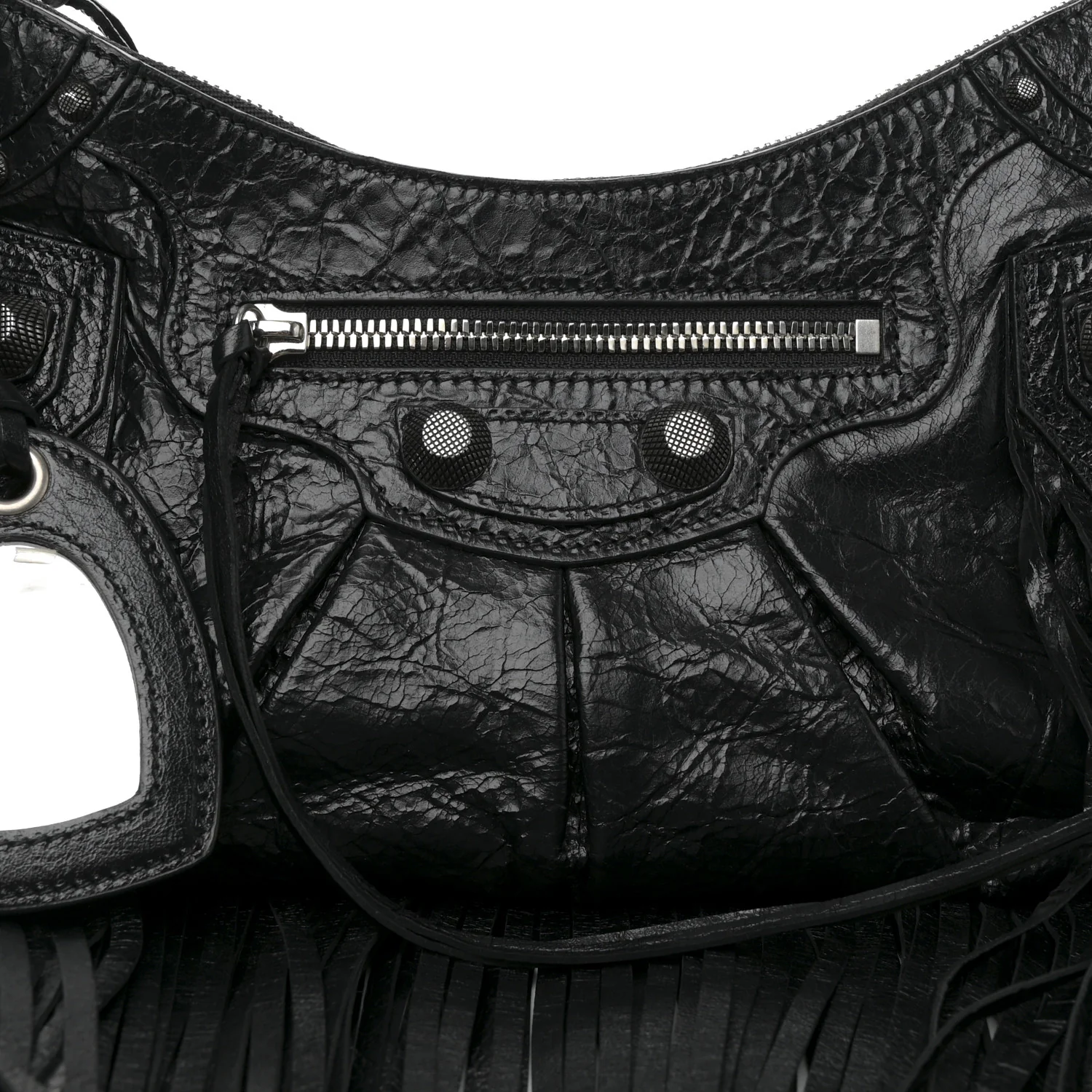 Balenciaga Agneau Arena Small Le Cagole Fringe Shoulder Bag Black - Image 7