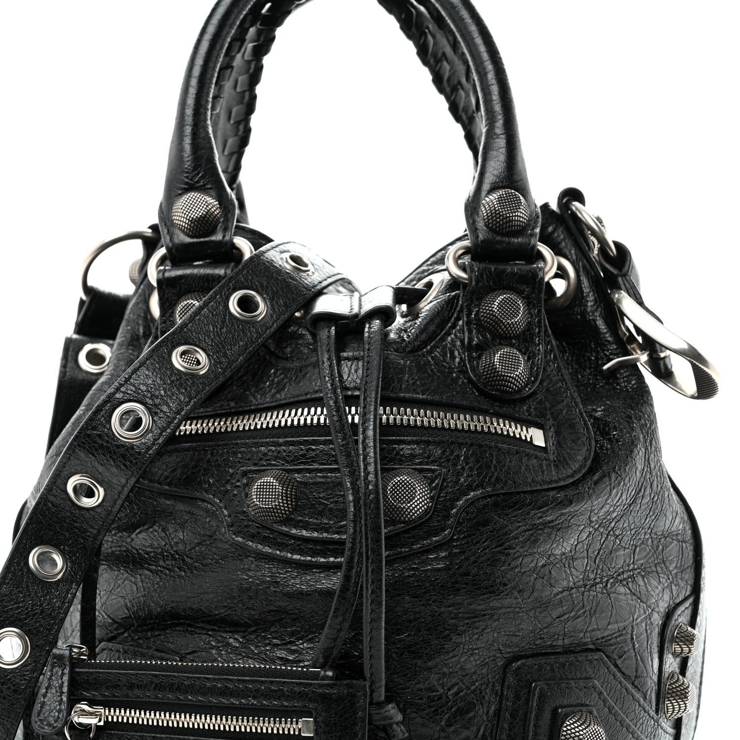 Balenciaga Agneau Arena Small Le Cagole Bucket Bag Black - Image 8