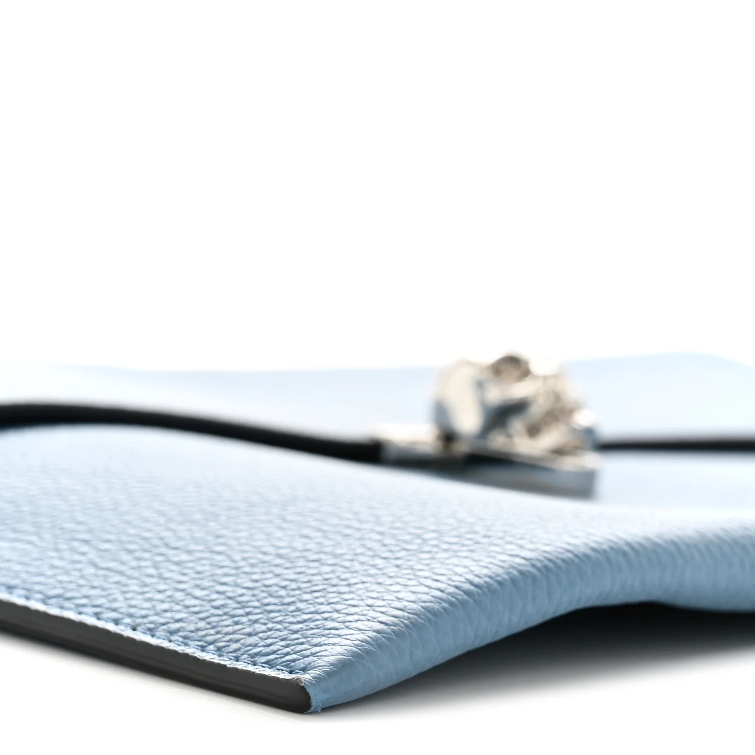 Alexander McQueen Calfskin Skull Envelope Clutch Blue - Image 8