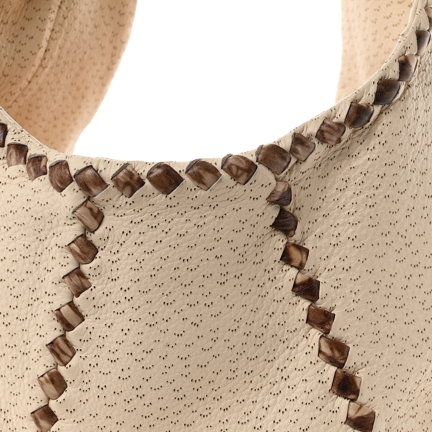 Bottega Veneta Cervo Deerskin Perforated Pekary Hobo Cream - Image 8