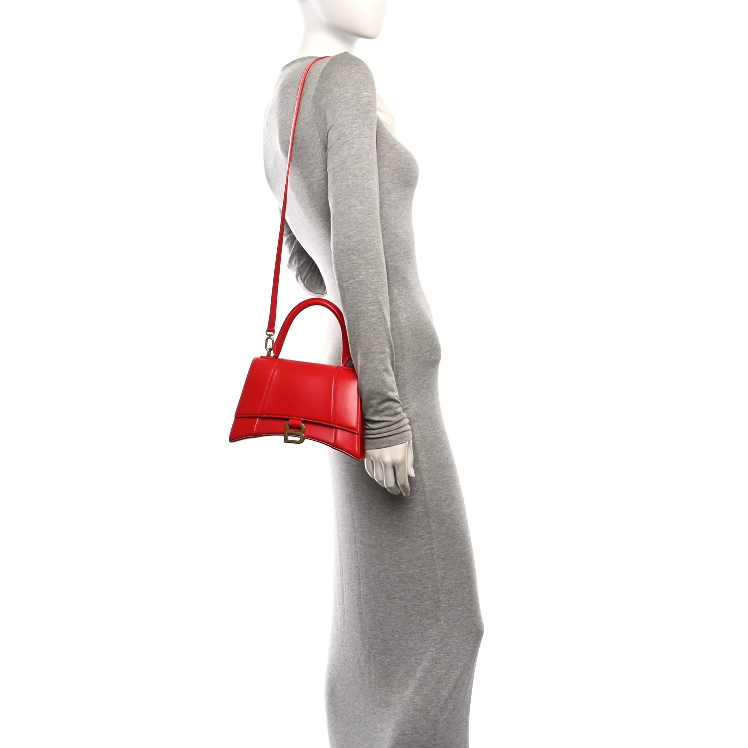 Balenciaga Shiny Box Calfskin Small Hourglass Top Handle Bag Bright Red - Image 2