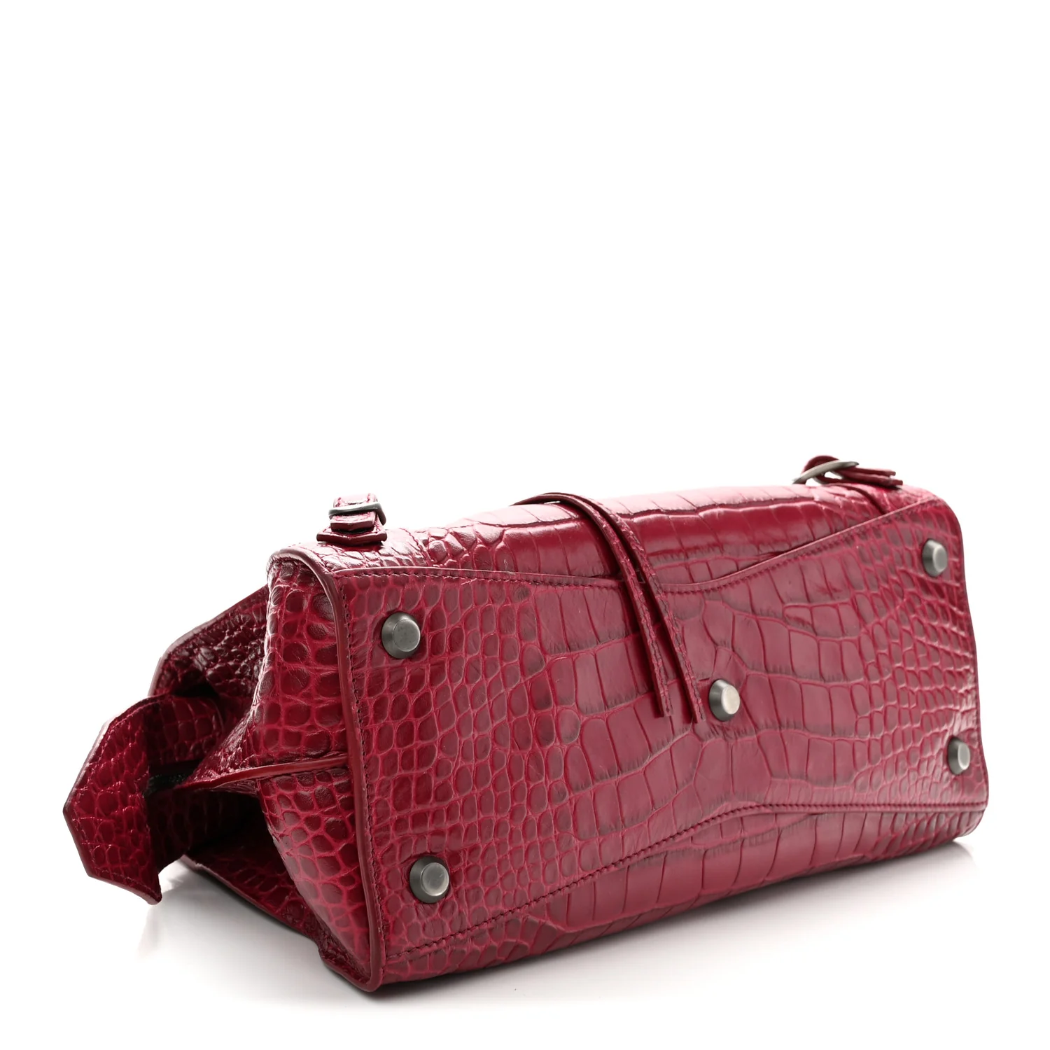 Balenciaga Calfskin Crocodile Embossed Neo Classic Silver Hardware S City Raspberry - Image 4