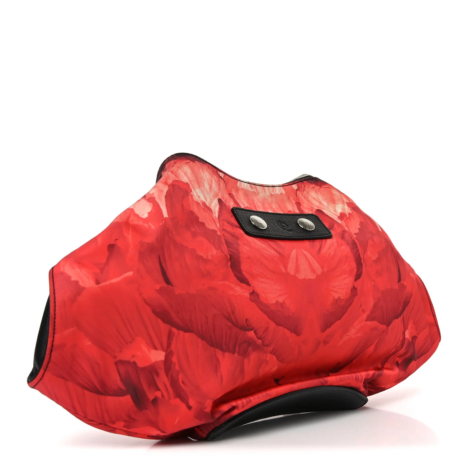Alexander McQueen Silk Floral Print Clutch Red Multicolor - Image 3