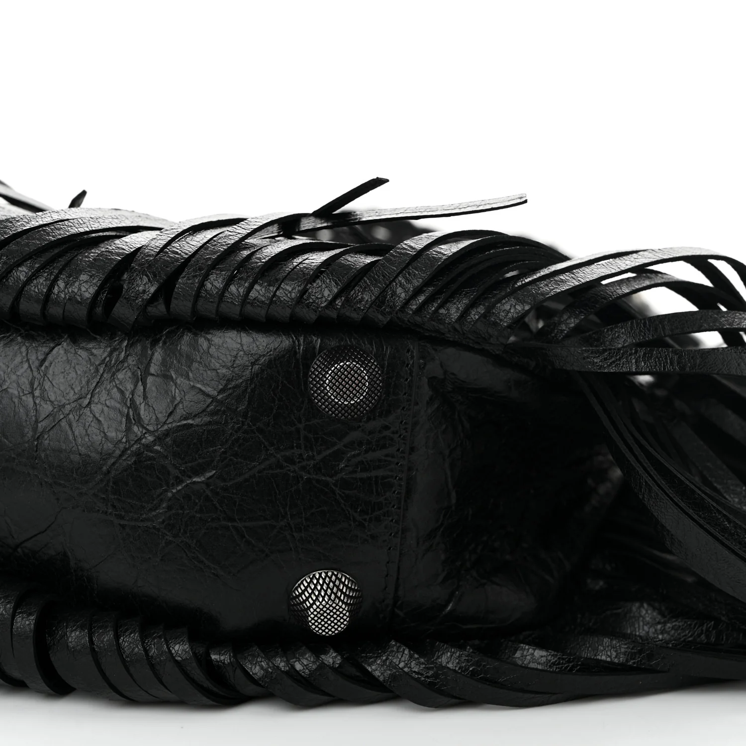 Balenciaga Agneau Arena Small Le Cagole Fringe Shoulder Bag Black - Image 9