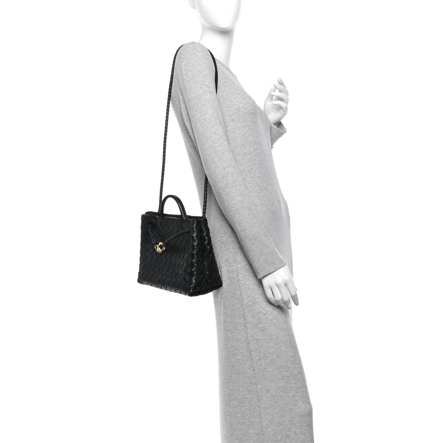 Bottega Veneta Nappa Intrecciato Small Andiamo Shoulder Bag Black - Image 2