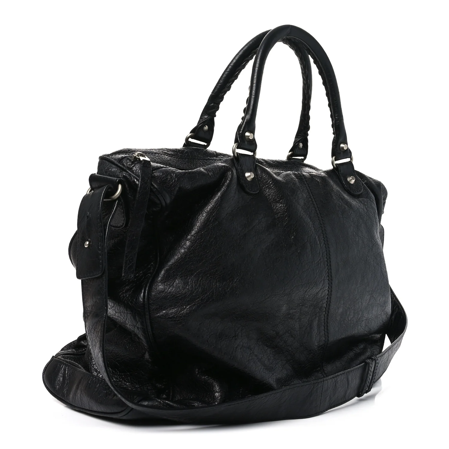 Balenciaga Agneau Classic Silver Hardware Weekender Black - Image 3