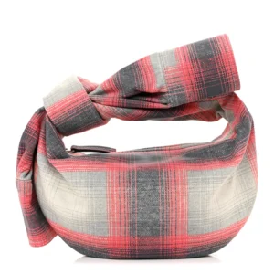 Bottega Veneta Nappa Tartan Shirt Effect Mini Jodie Grey Red