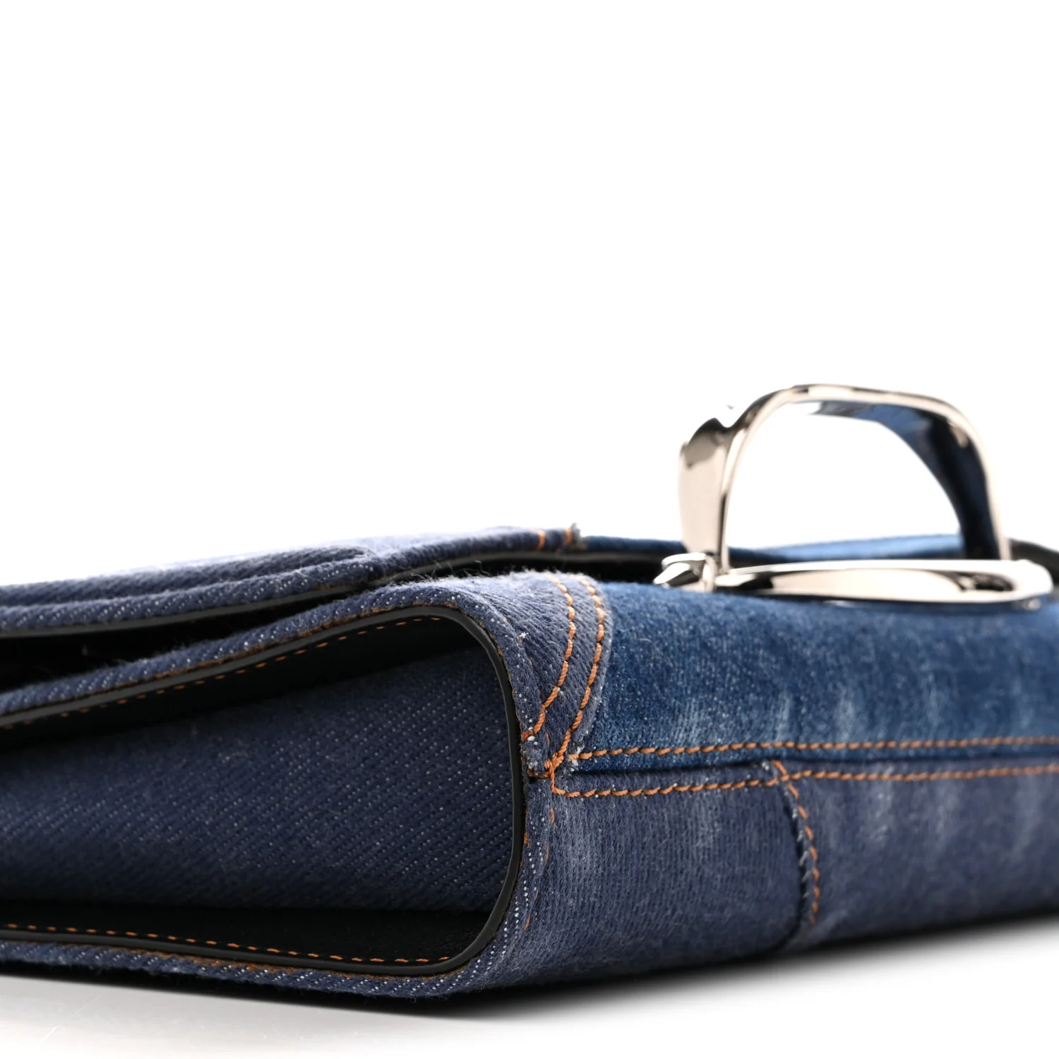 Alexander McQueen Denim Calfskin The Story Shoulder Bag Blue - Image 9